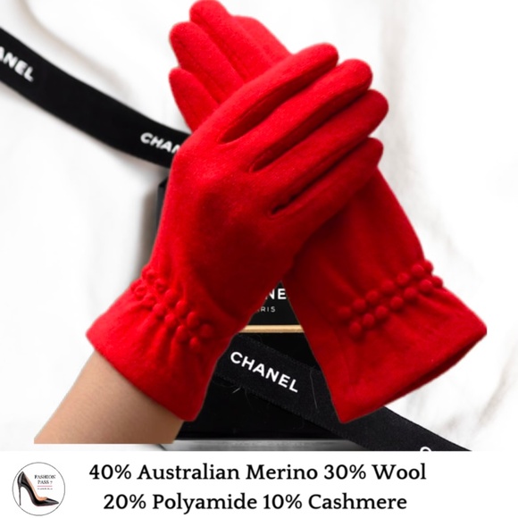 Luxury Cashmere Merino Wool Gloves Classic Red Driving Winter Warm Cozy Gloves - Picture 2 of 5